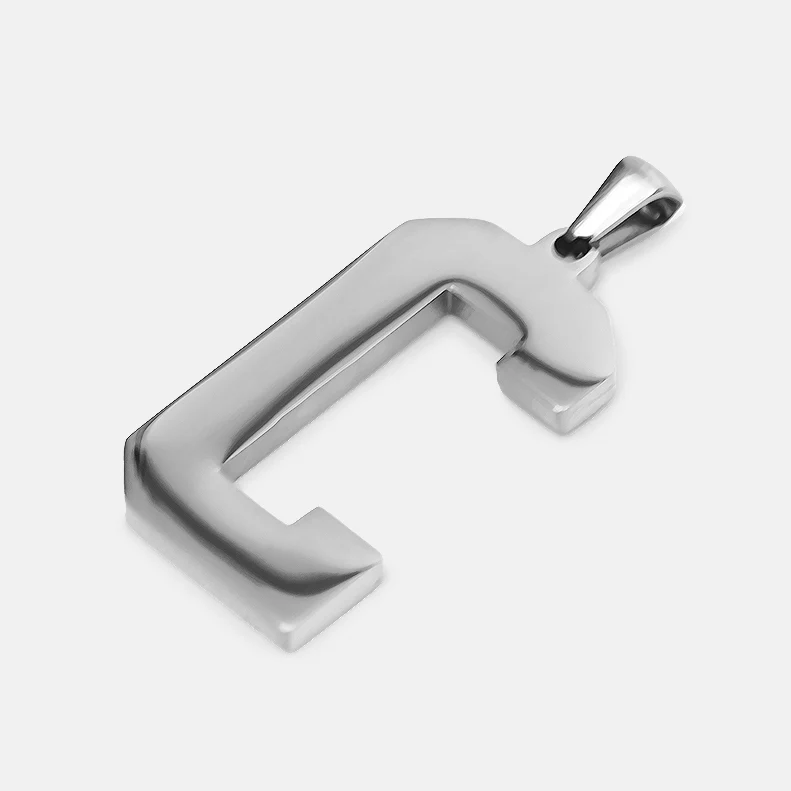 C Letter Pendant with Chain Necklace - Stainless Steel - Image 3