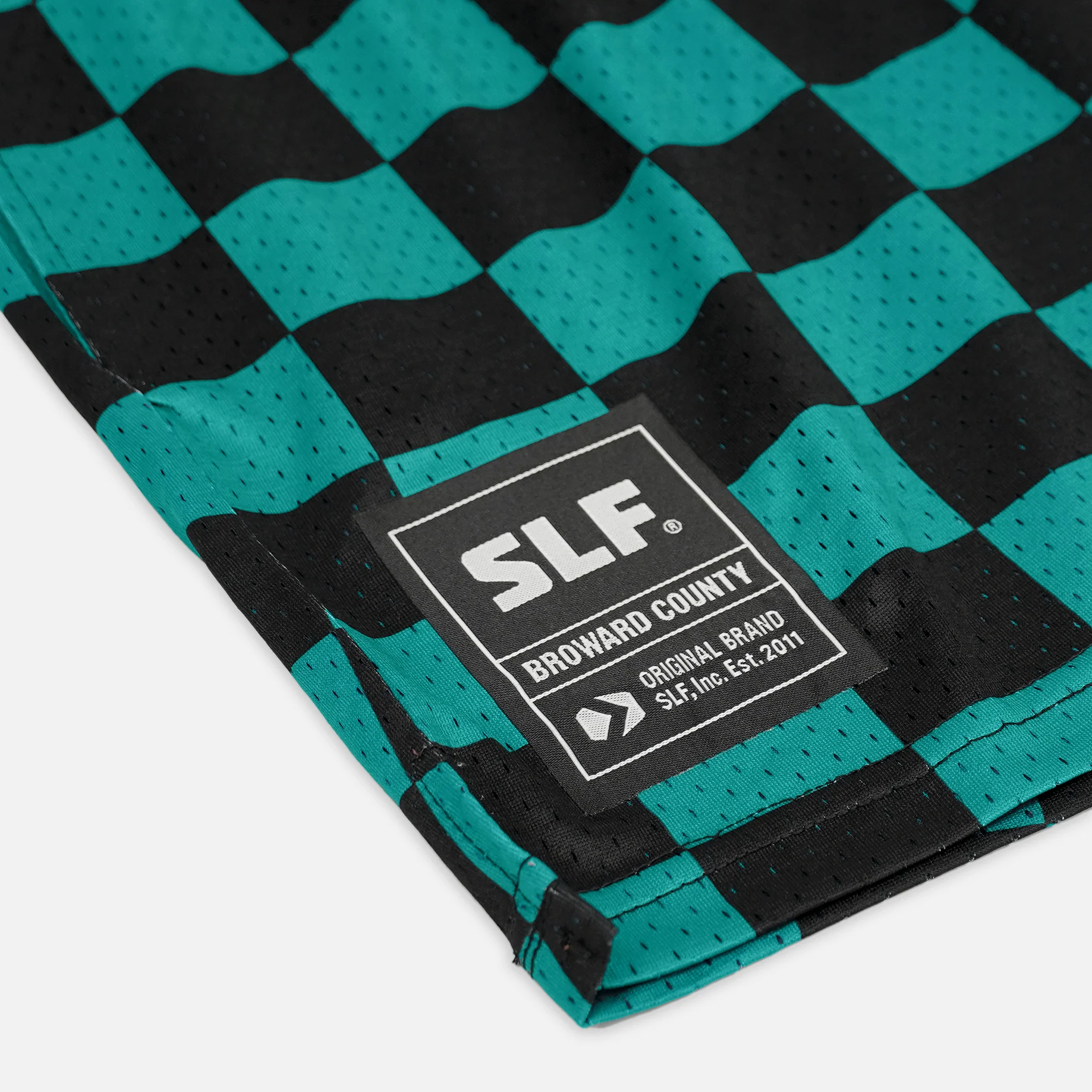 Checkered Teal Black White Shorts - 5" - Image 3