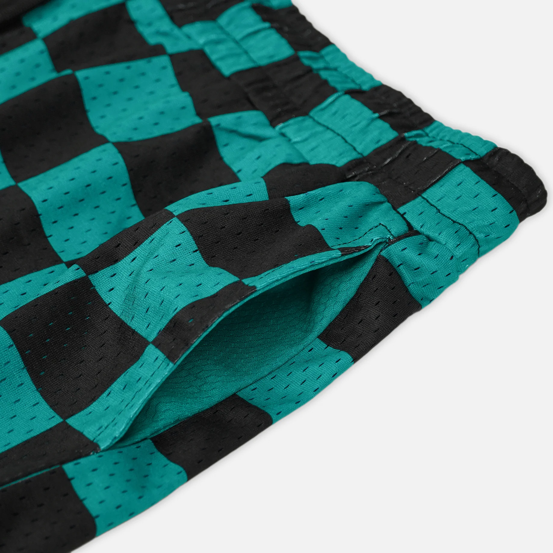 Checkered Teal Black White Shorts - 5" - Image 4