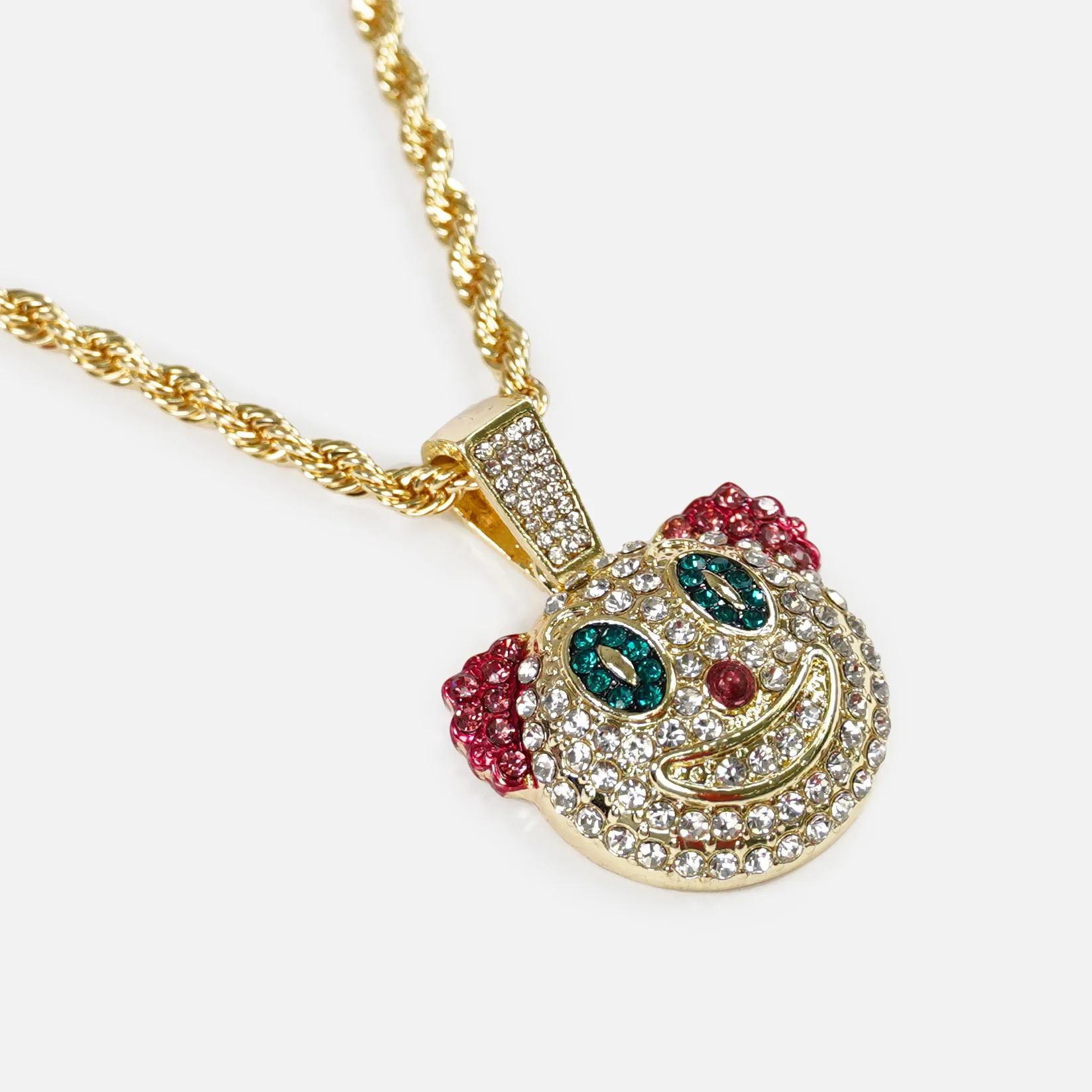 Clown 1½" Pendant with Chain Necklace - Gold Plated Stainless Steel