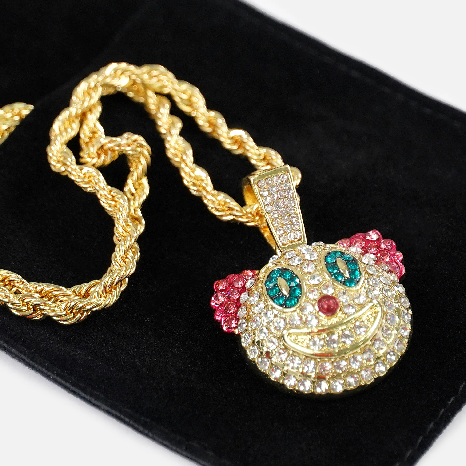 Clown 1½" Pendant with Chain Necklace - Gold Plated Stainless Steel - Image 5
