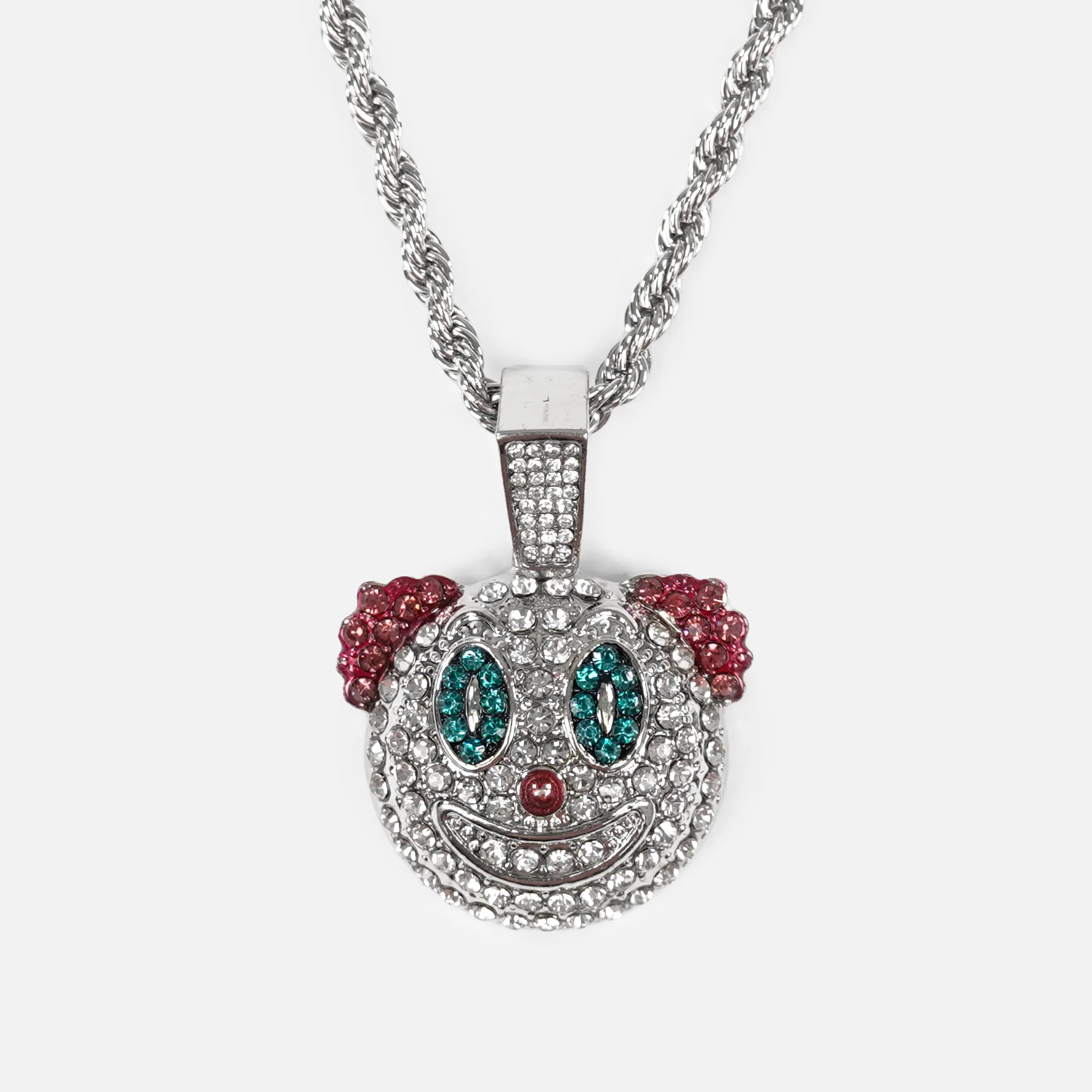 Clown 1½" Pendant with Chain Necklace - Stainless Steel - Image 2