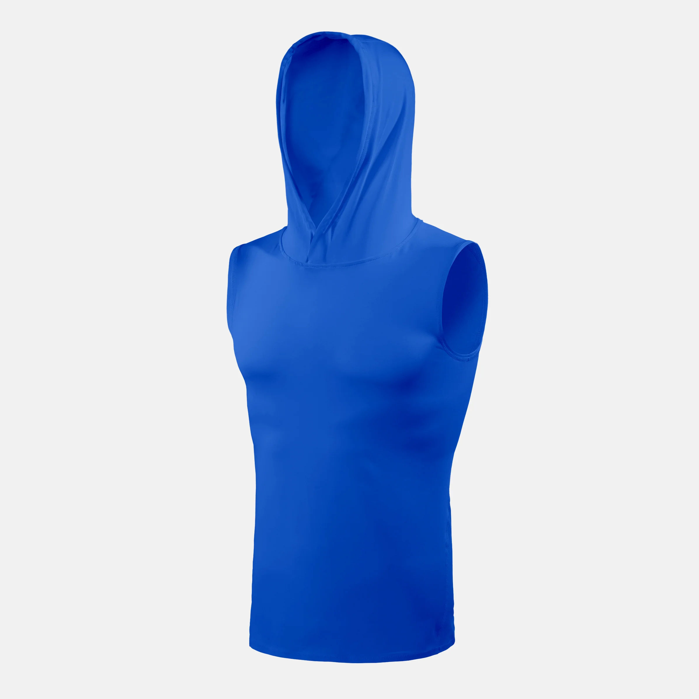 Cobalt Blue Sleeveless Compression Hoodie - Image 4