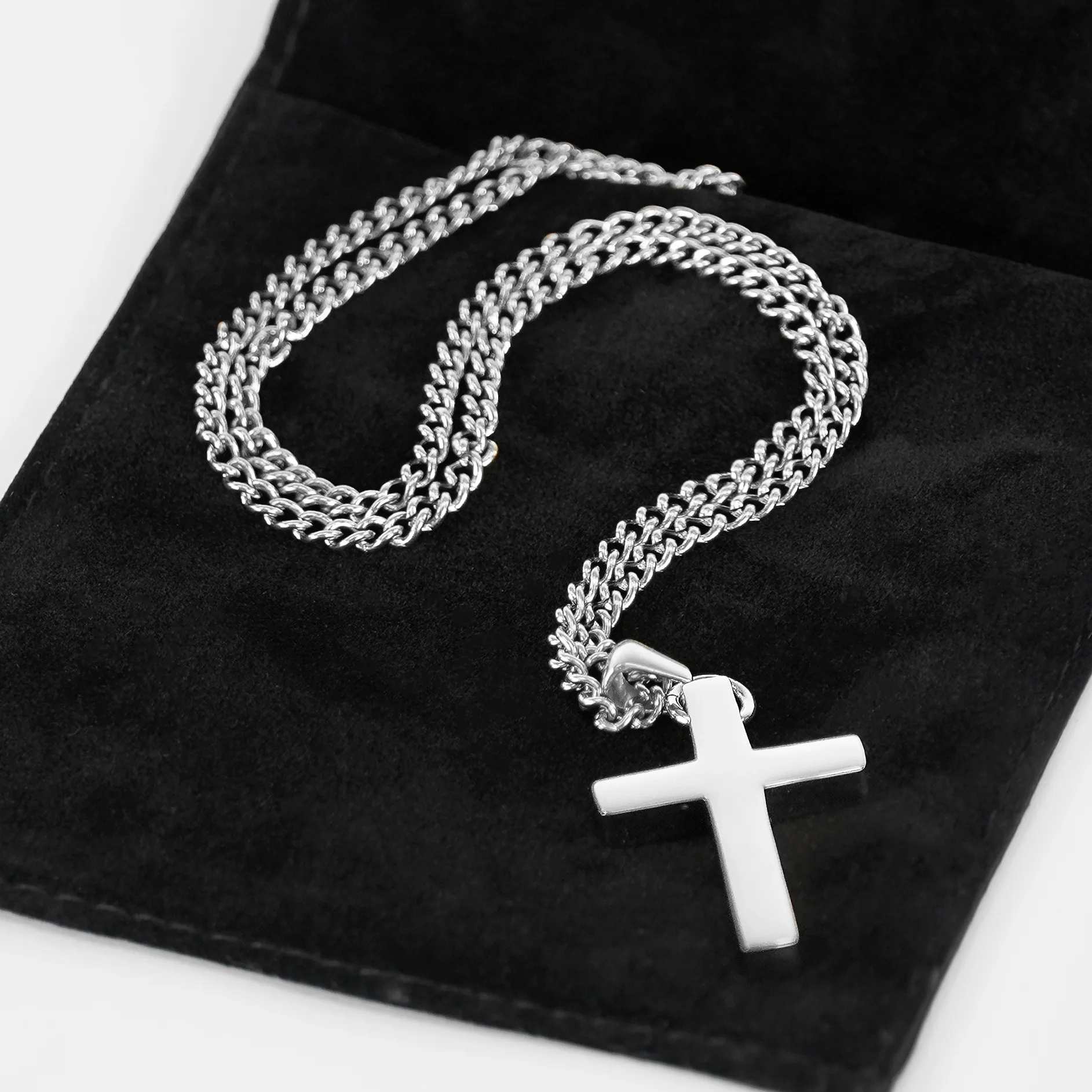 Faith Cross Pendant with Chain Necklace - Stainless Steel - Image 5