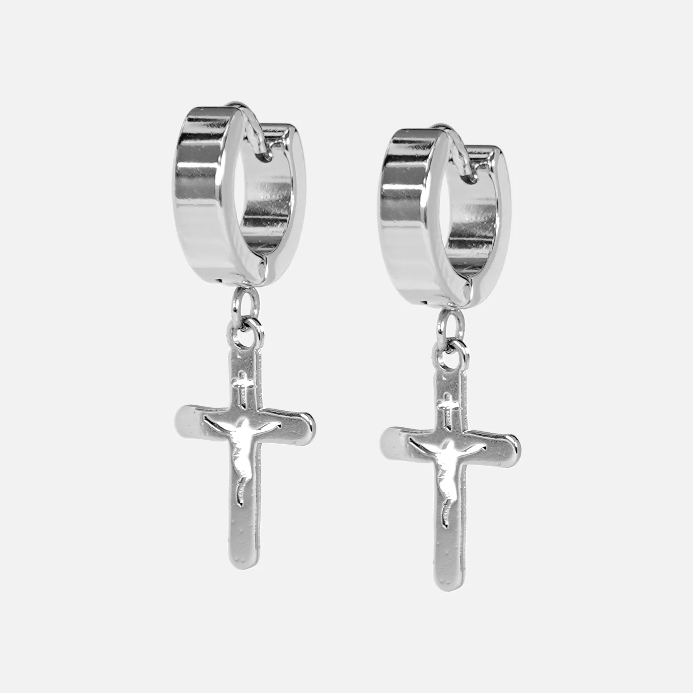 Crucifix Cross Earring - Stainless Steel