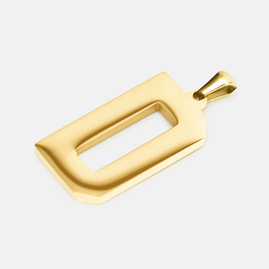 D Letter Pendant with Chain Kids Necklace - Gold Plated Stainless Steel - Image 3
