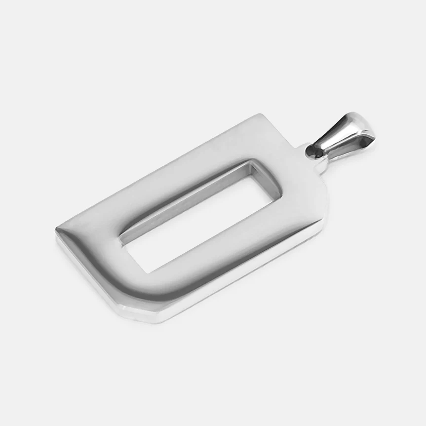 D Letter Pendant with Chain Necklace - Stainless Steel - Image 3