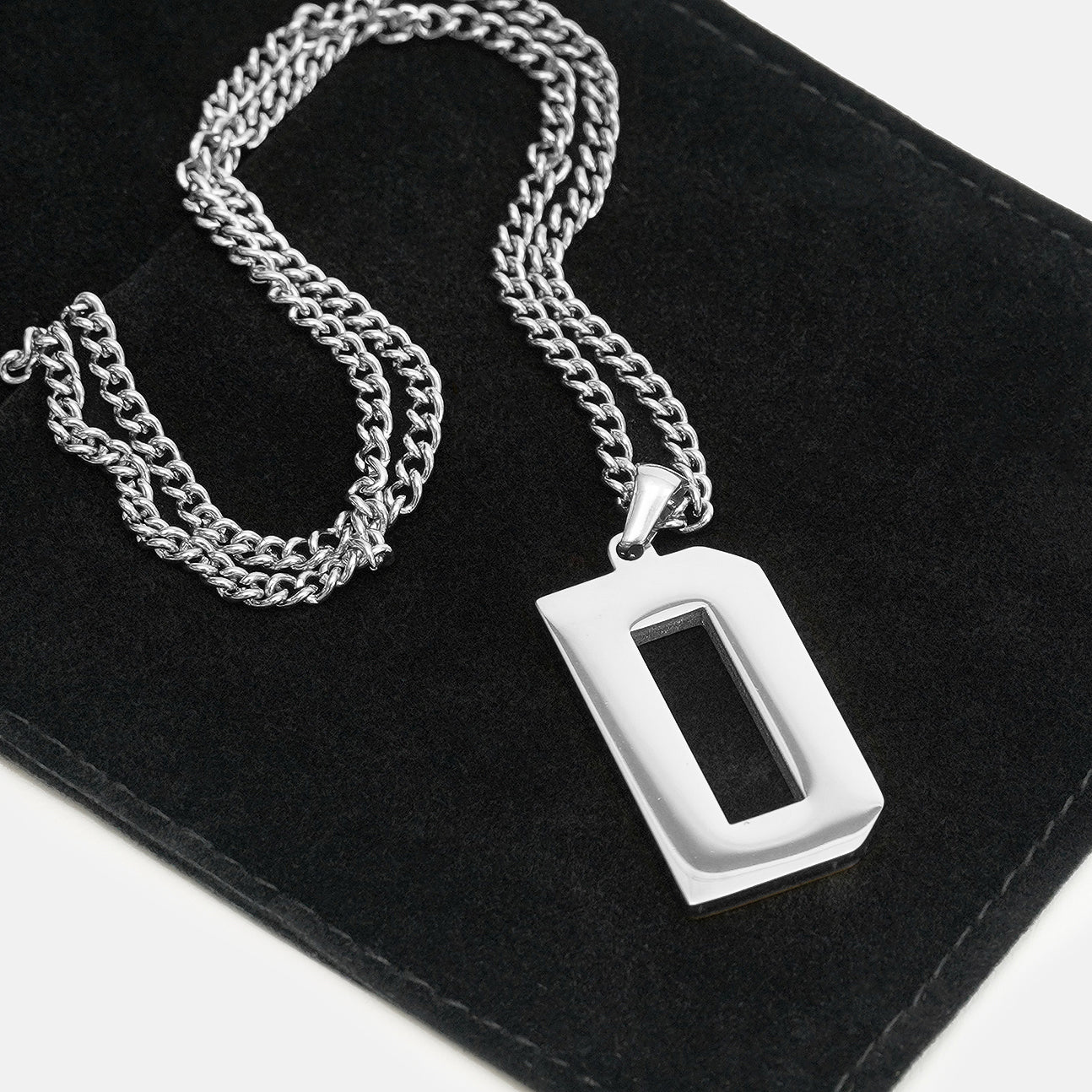 D Letter Pendant with Chain Necklace - Stainless Steel - Image 5
