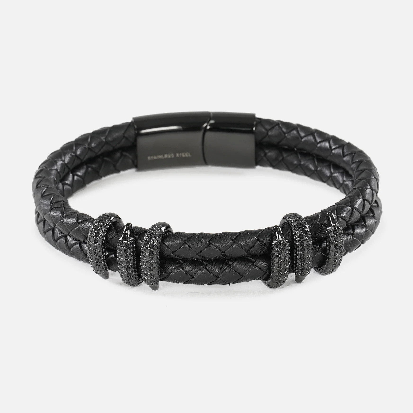 Double Black Dragon Claws Leather Bracelet