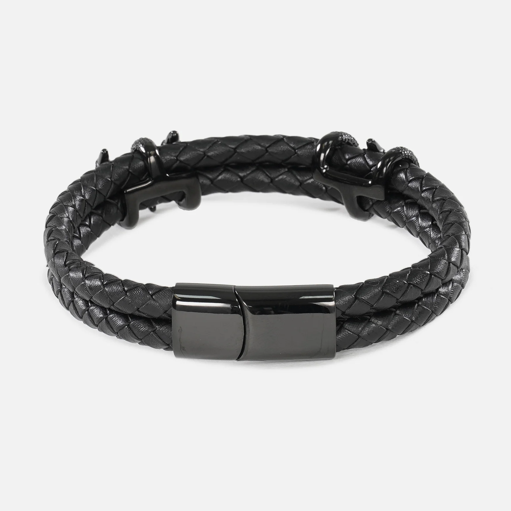 Double Black Dragon Claws Leather Bracelet - Image 2