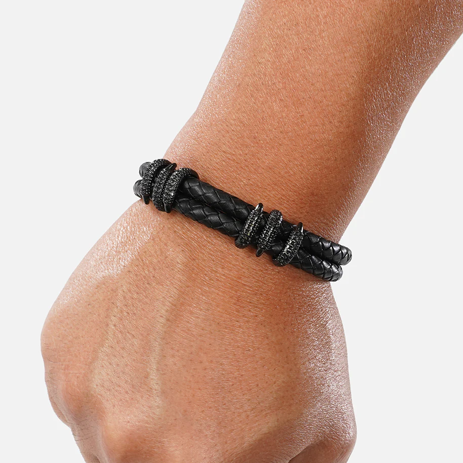 Double Black Dragon Claws Leather Bracelet - Image 3