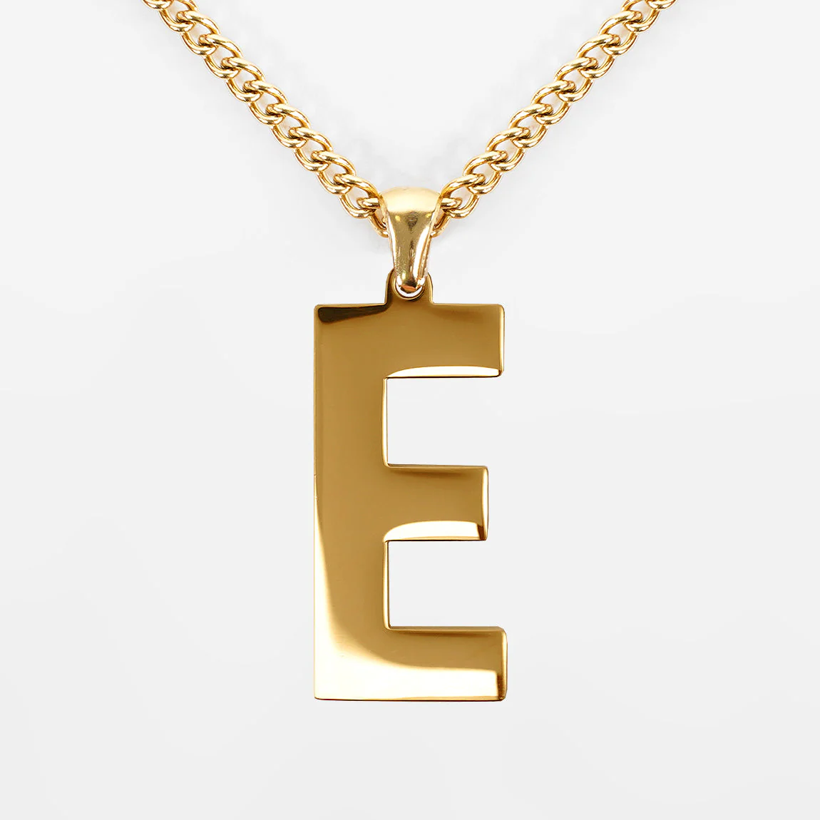 E Letter Pendant with Chain Kids Necklace - Gold Plated Stainless Steel