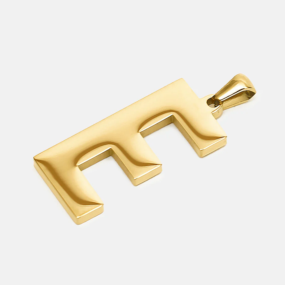 E Letter Pendant with Chain Kids Necklace - Gold Plated Stainless Steel - Image 3