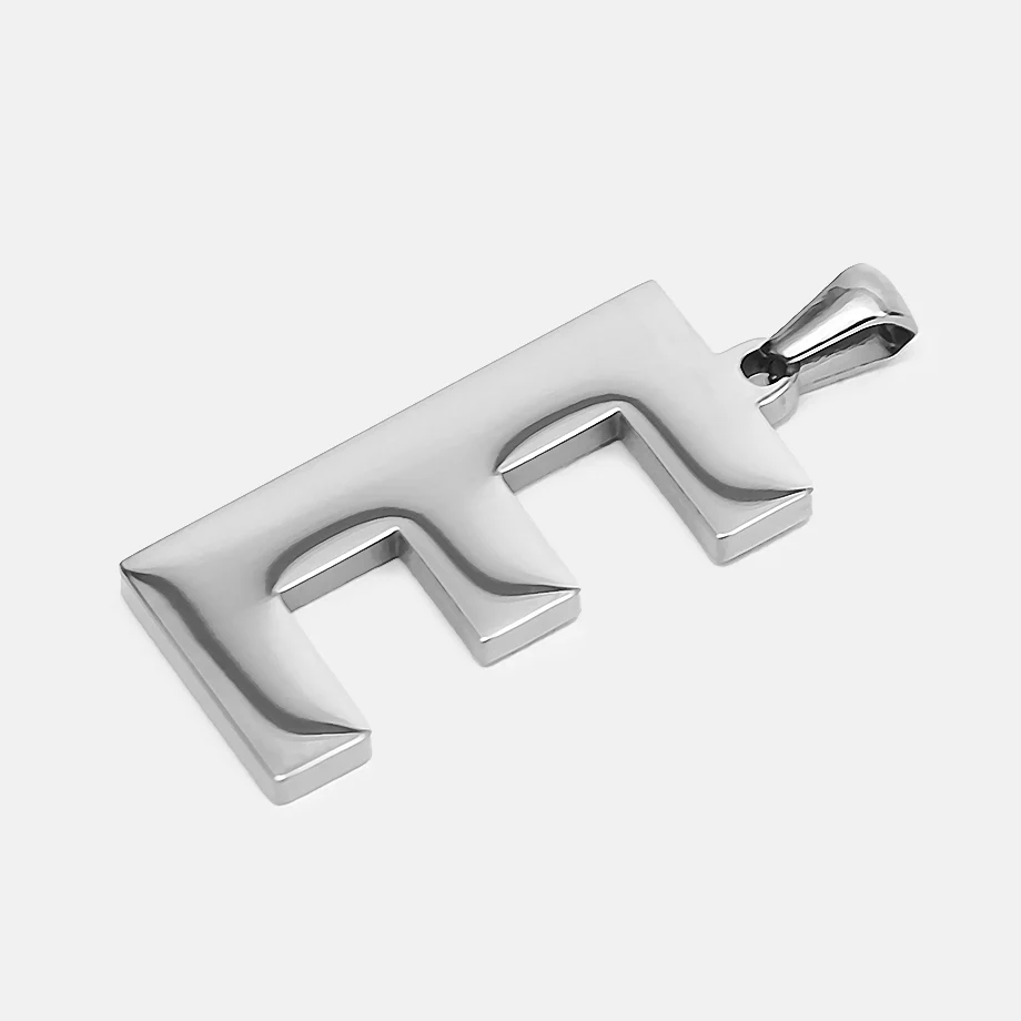 E Letter Pendant with Chain Necklace - Stainless Steel - Image 3