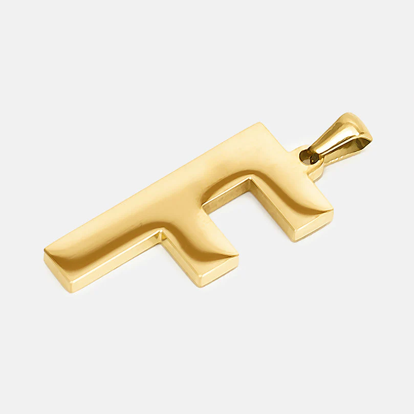 F Letter Pendant with Chain Kids Necklace - Gold Plated Stainless Steel - Image 3