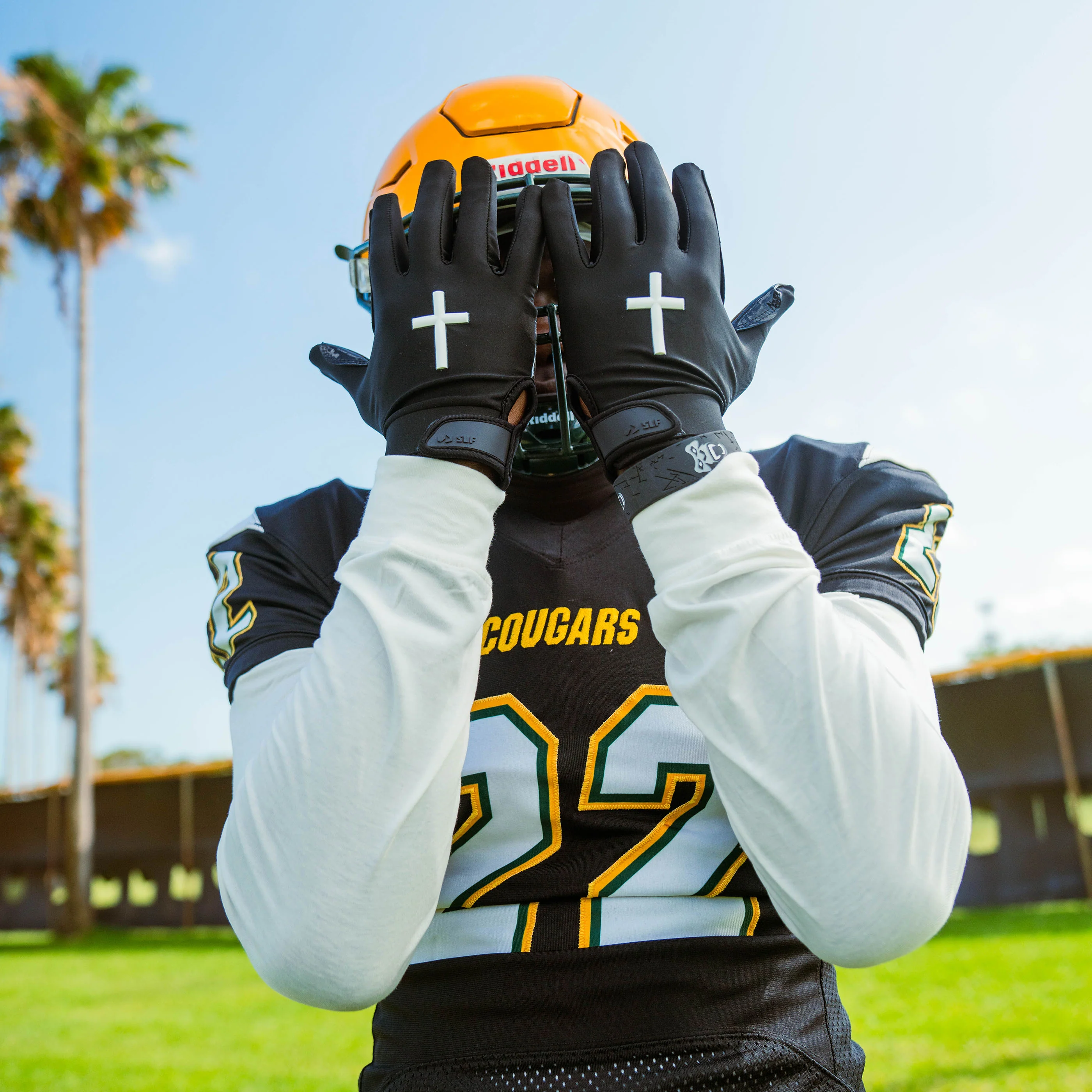 Faith Cross Sticky Football Receiver Gloves - Image 3