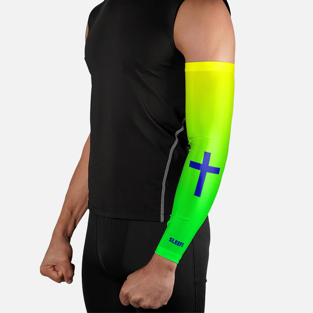 Faith Cross Neon Green Arm Sleeve - Image 2