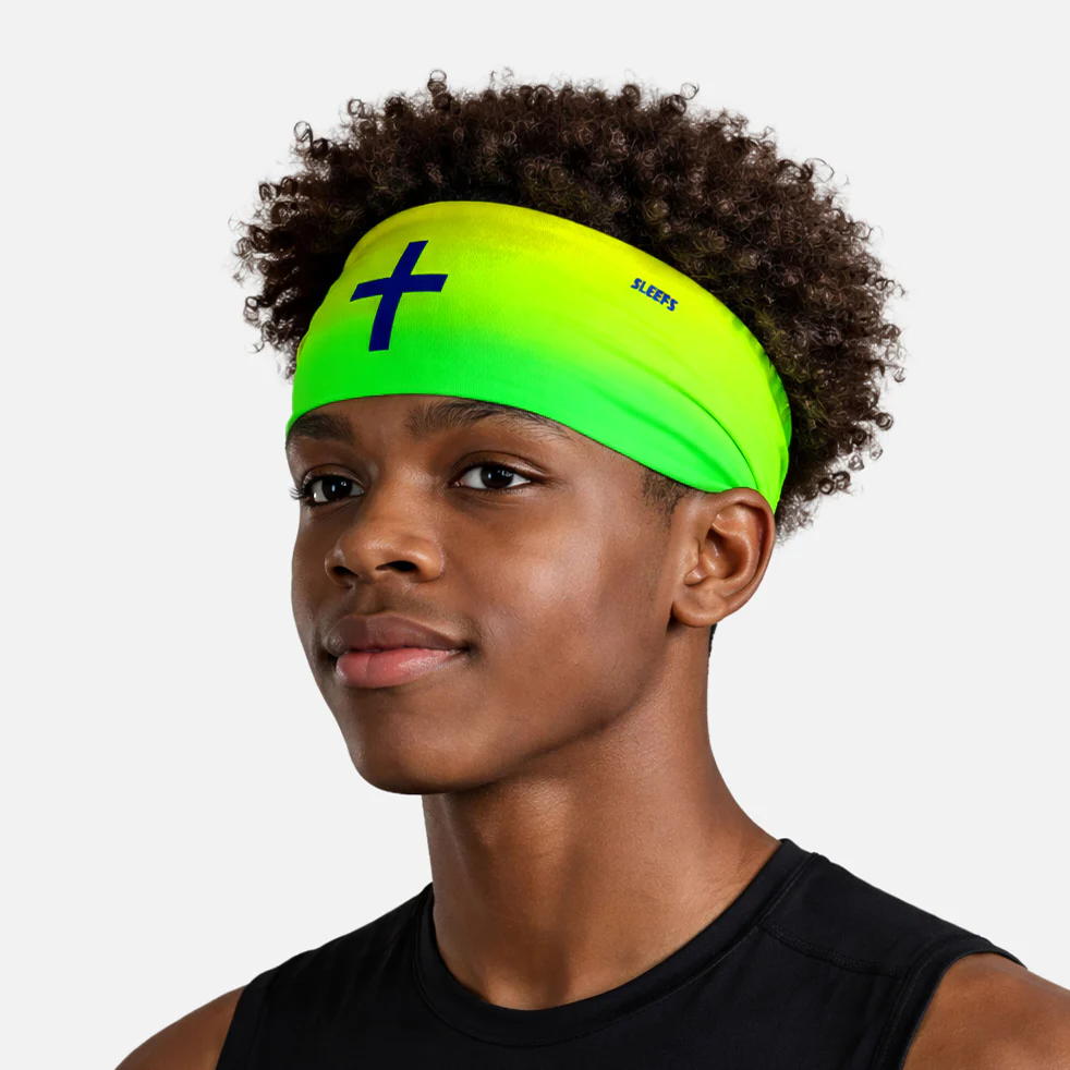 Faith Cross Neon Green Headband - Image 2