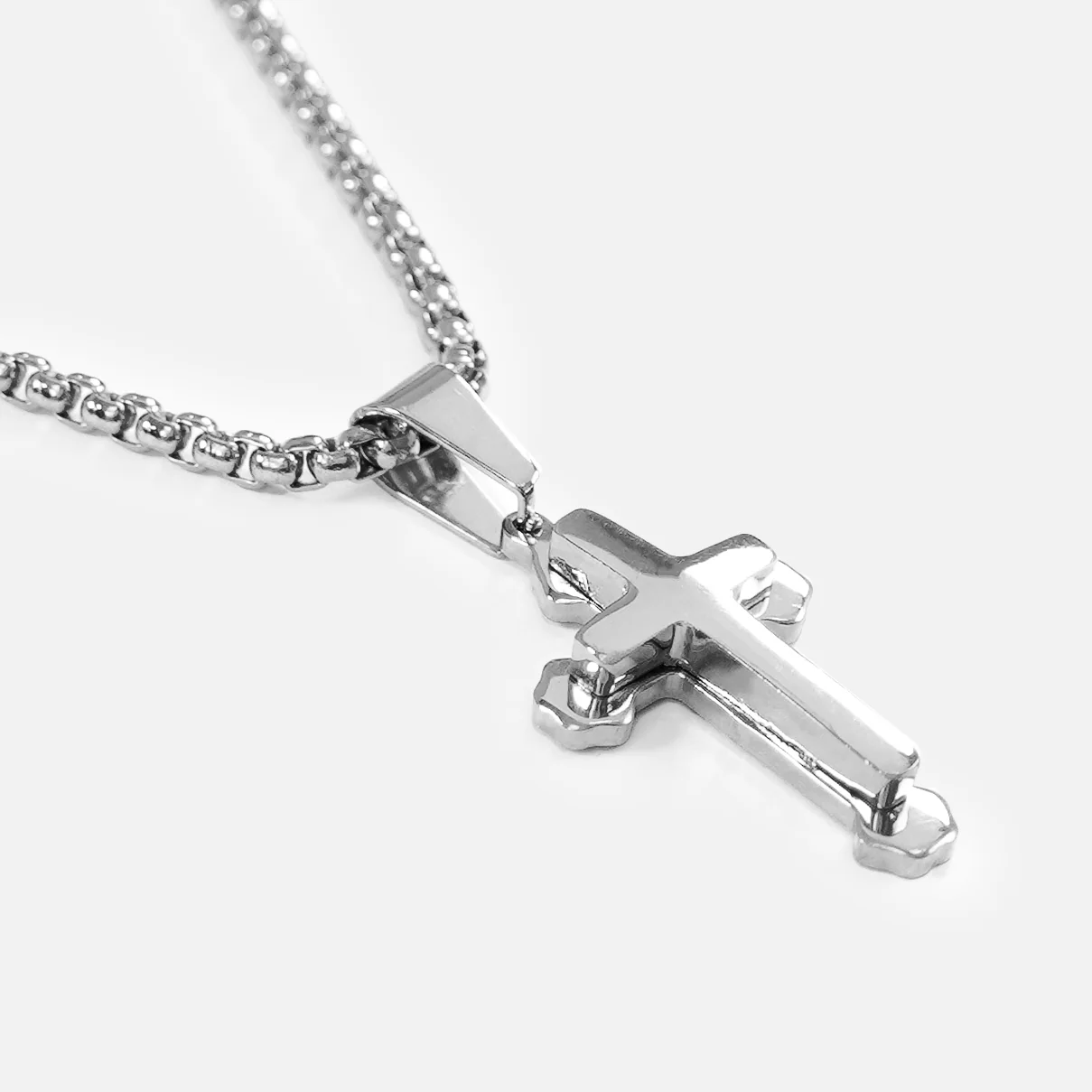 Faith Gothic Cross 1¼" Pendant with Chain Necklace - Stainless Steel