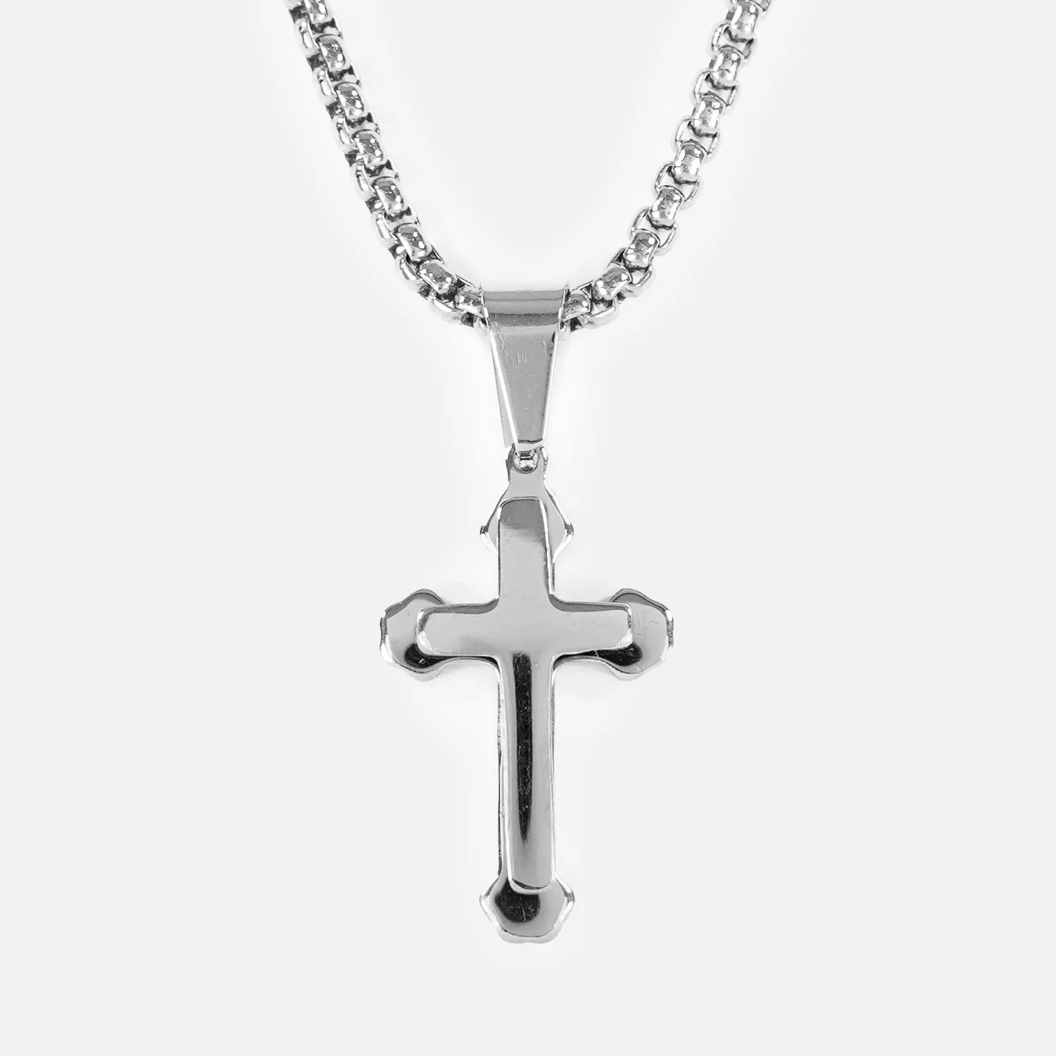 Faith Gothic Cross 1¼" Pendant with Chain Necklace - Stainless Steel - Image 2