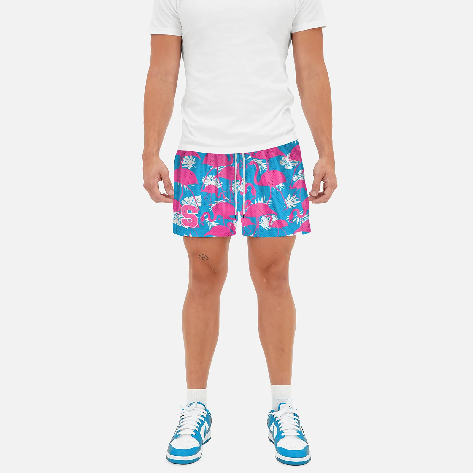 Flamingos Pink Blue Shorts - 5" - Image 2