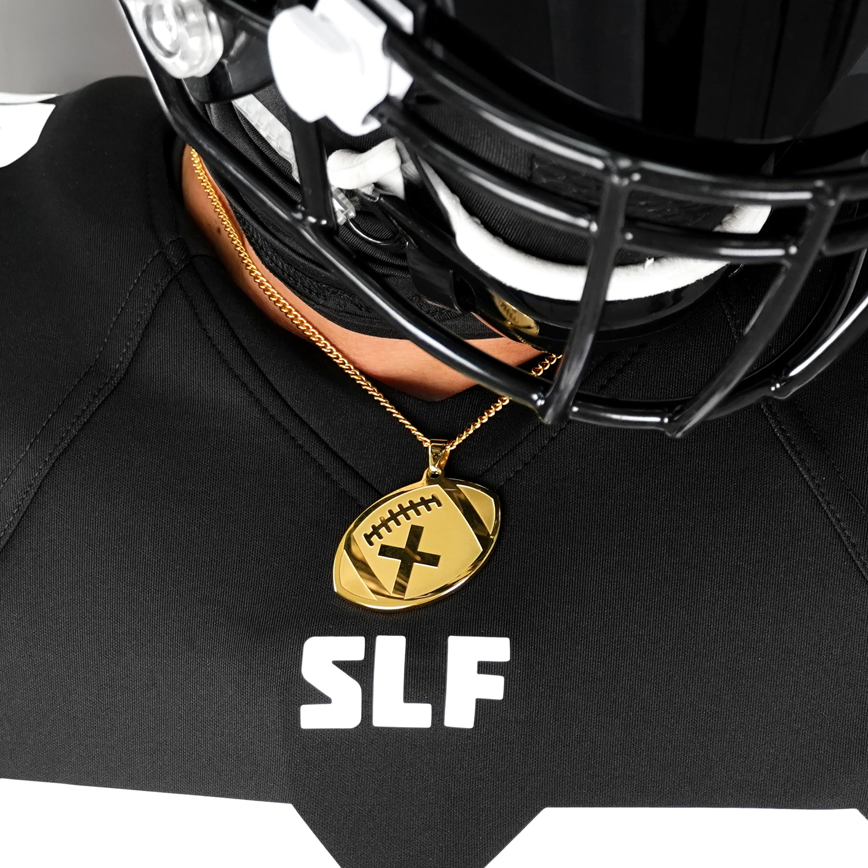 Football Faith Cross Pendant with Chain Necklace - Gold Plated Stainless Steel - Image 3