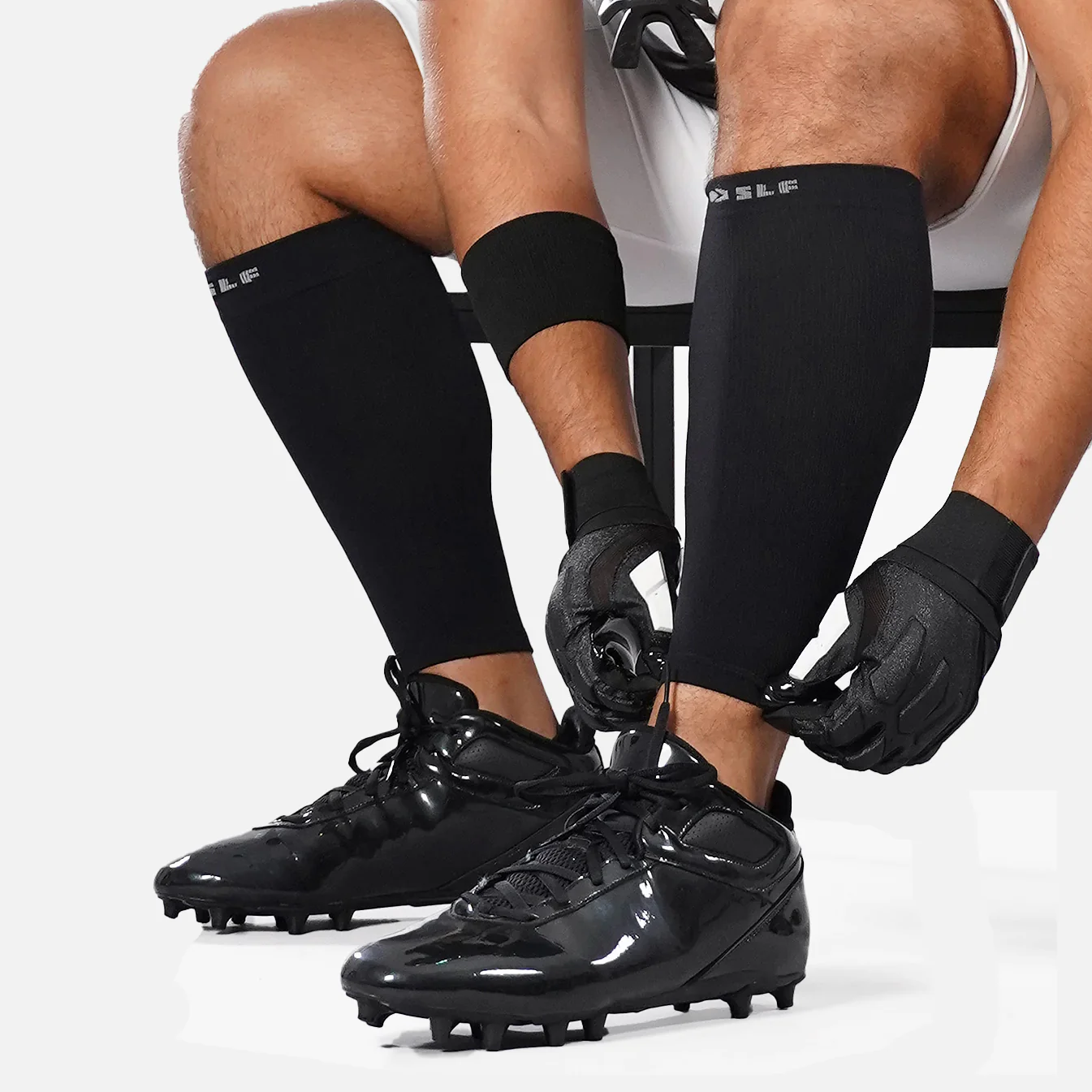 Lineman Black Knitted Compression Calf Sleeves - Image 3
