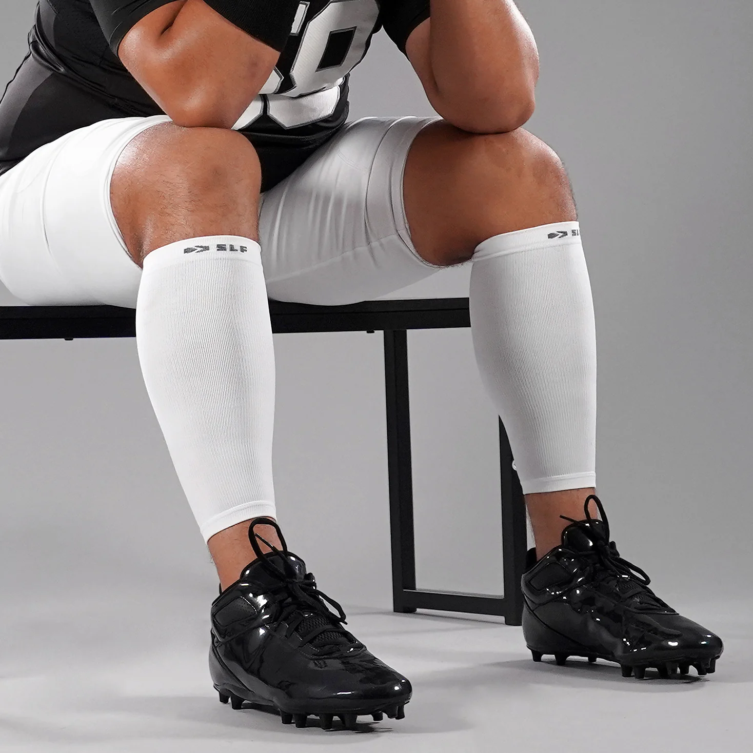 Lineman White Knitted Compression Calf Sleeves - Image 6