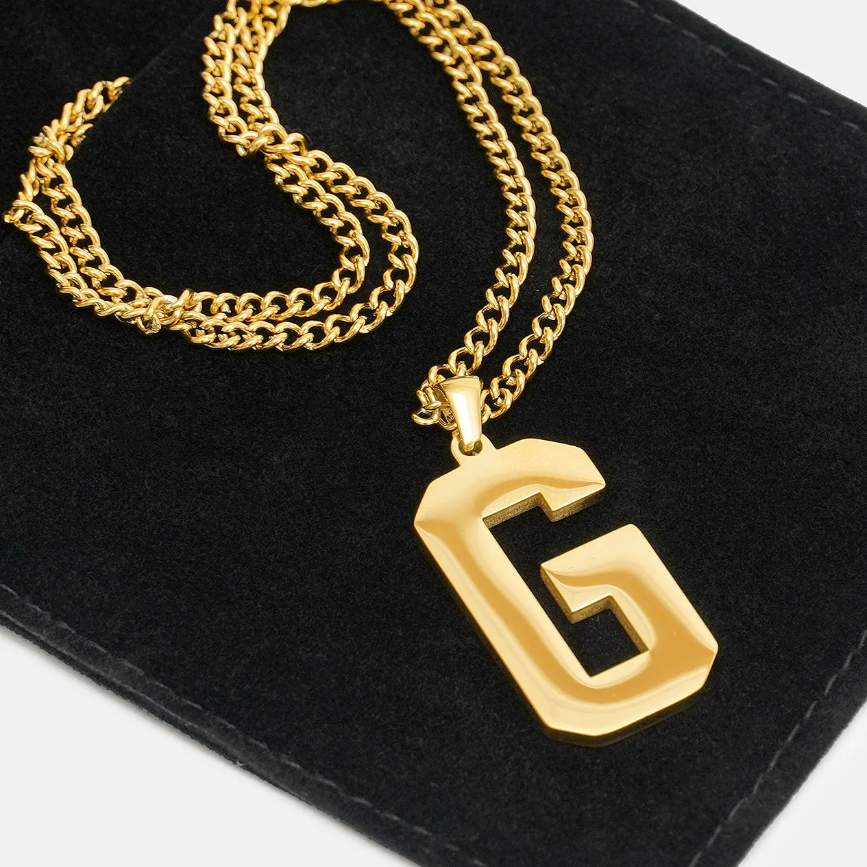 G Letter Pendant with Chain Kids Necklace - Gold Plated Stainless Steel - Image 5