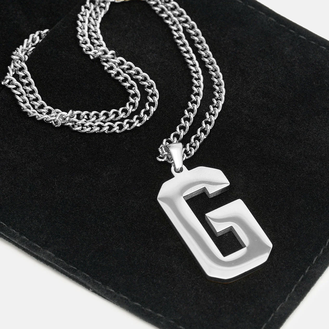 G Letter Pendant with Chain Kids Necklace - Stainless Steel - Image 5