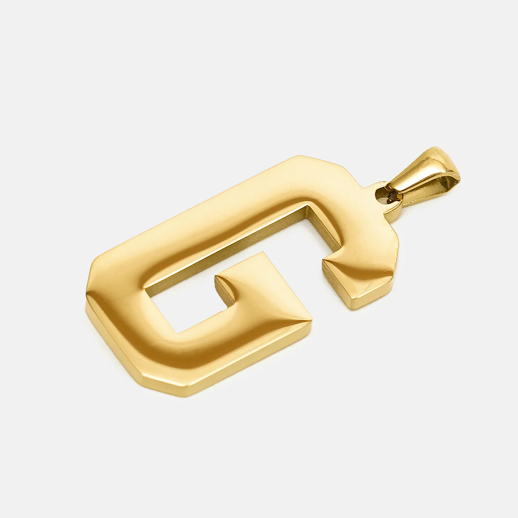 G Letter Pendant with Chain Necklace - Gold Plated Stainless Steel - Image 3