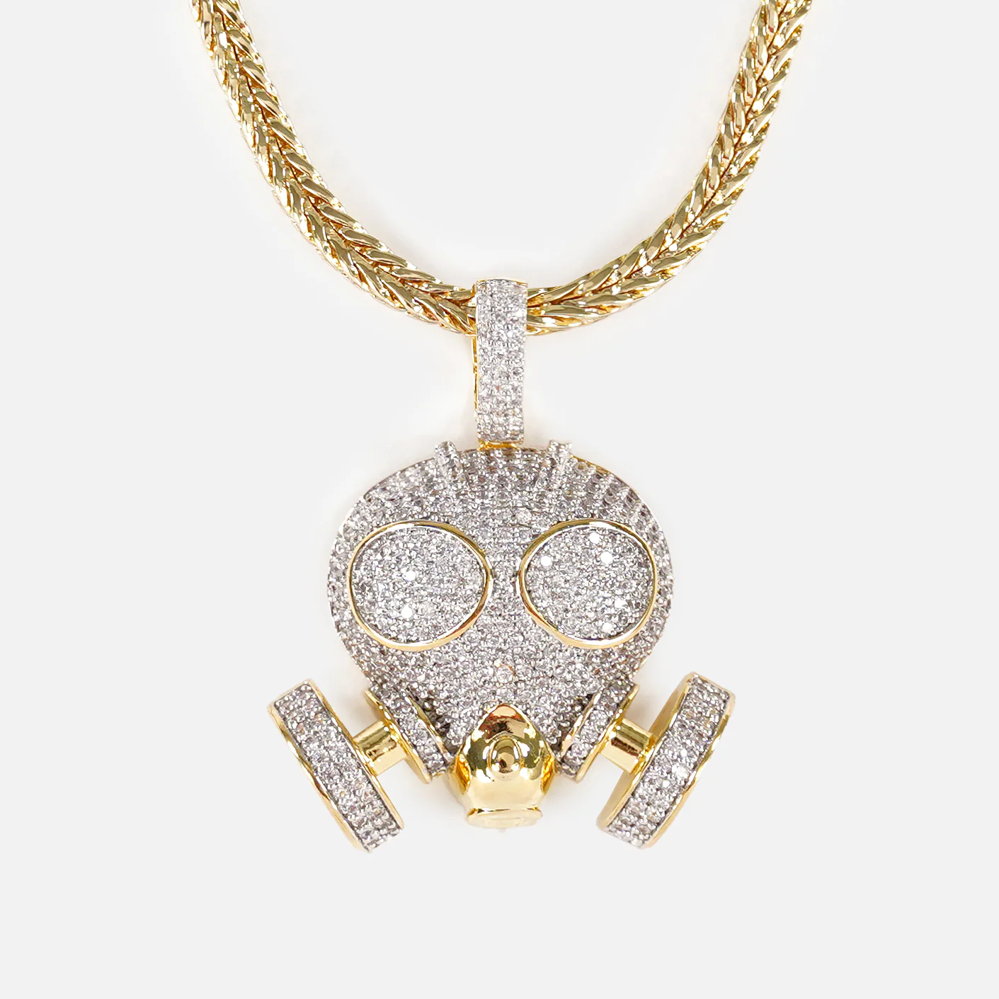 Gas Mask 1½" Pendant with Chain Necklace - Gold Plated Stainless Steel - Image 2