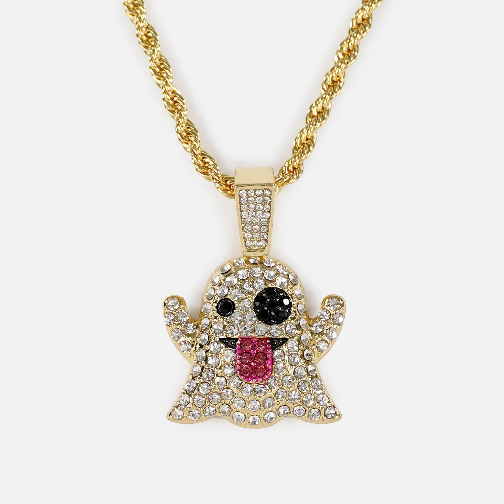Ghost 1¼" Pendant with Chain Necklace - Gold Plated Stainless Steel - Image 2