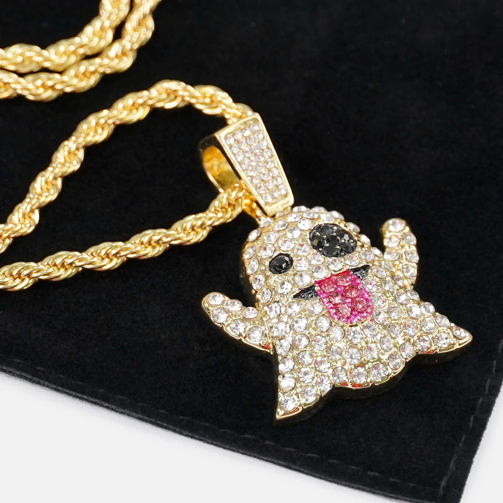 Ghost 1¼" Pendant with Chain Necklace - Gold Plated Stainless Steel - Image 5