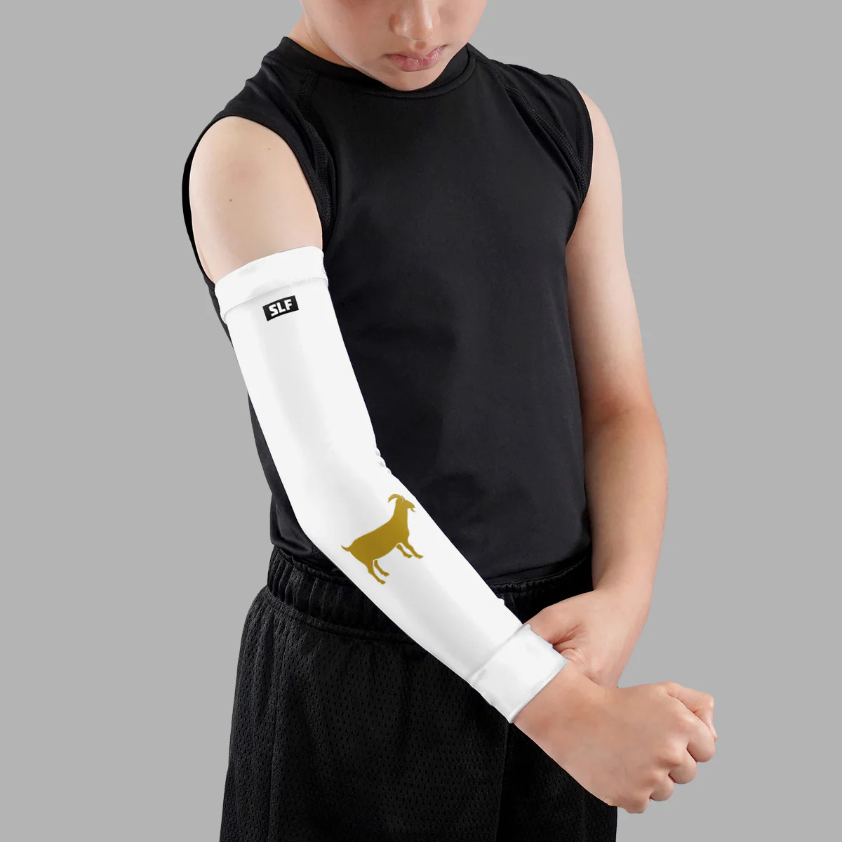 Goat Emoticon White Kids Arm Sleeve - Image 2