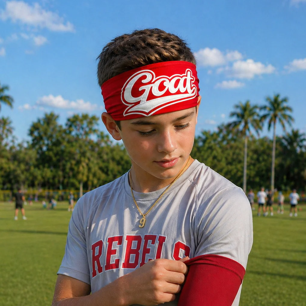 GOAT Patch Crimson Red Headband - Image 2