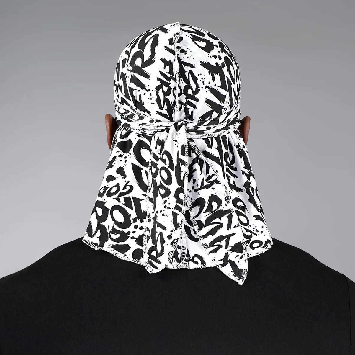 God First White Black Sports Durag - Image 3