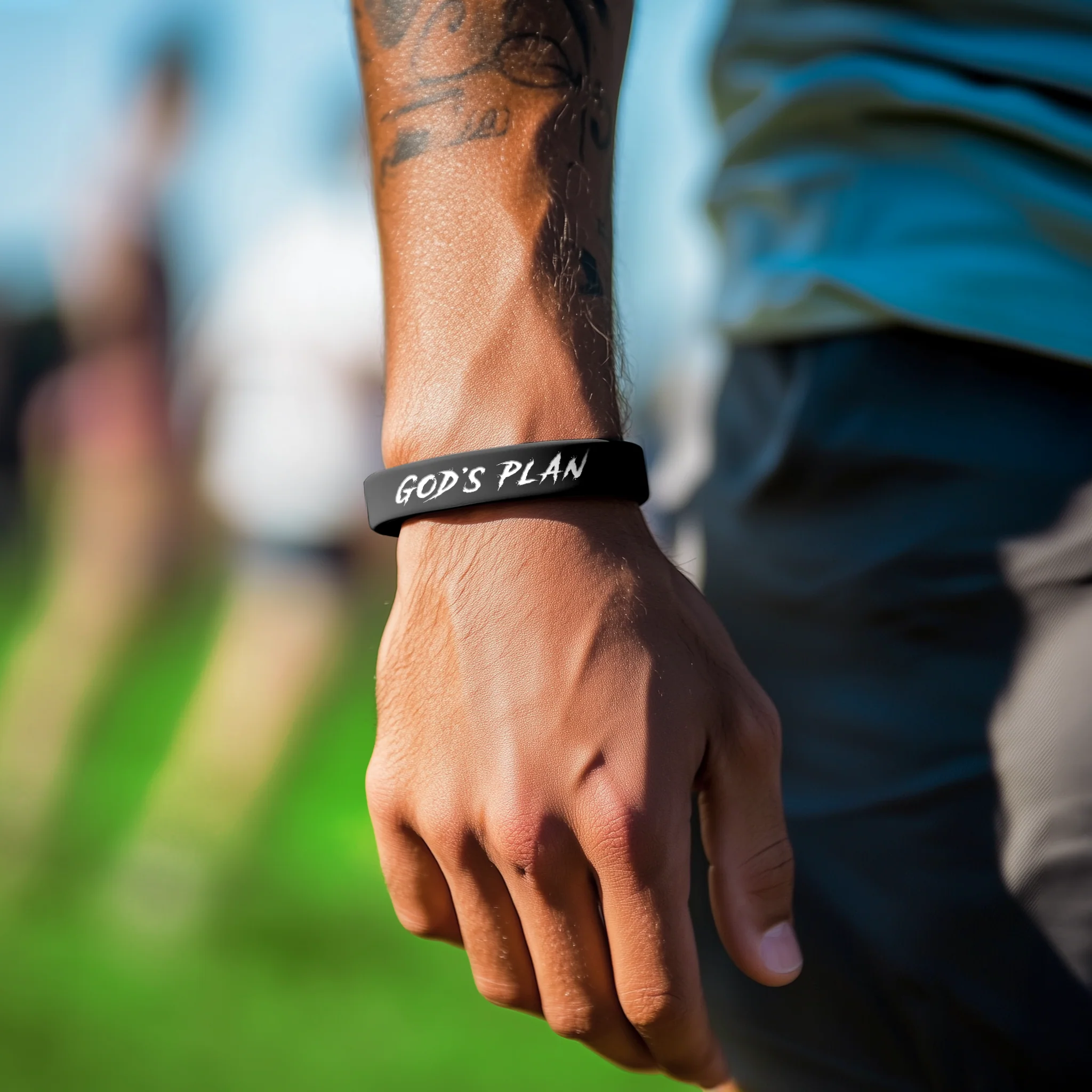 God's Plan Black Motivational Wristband - Image 2