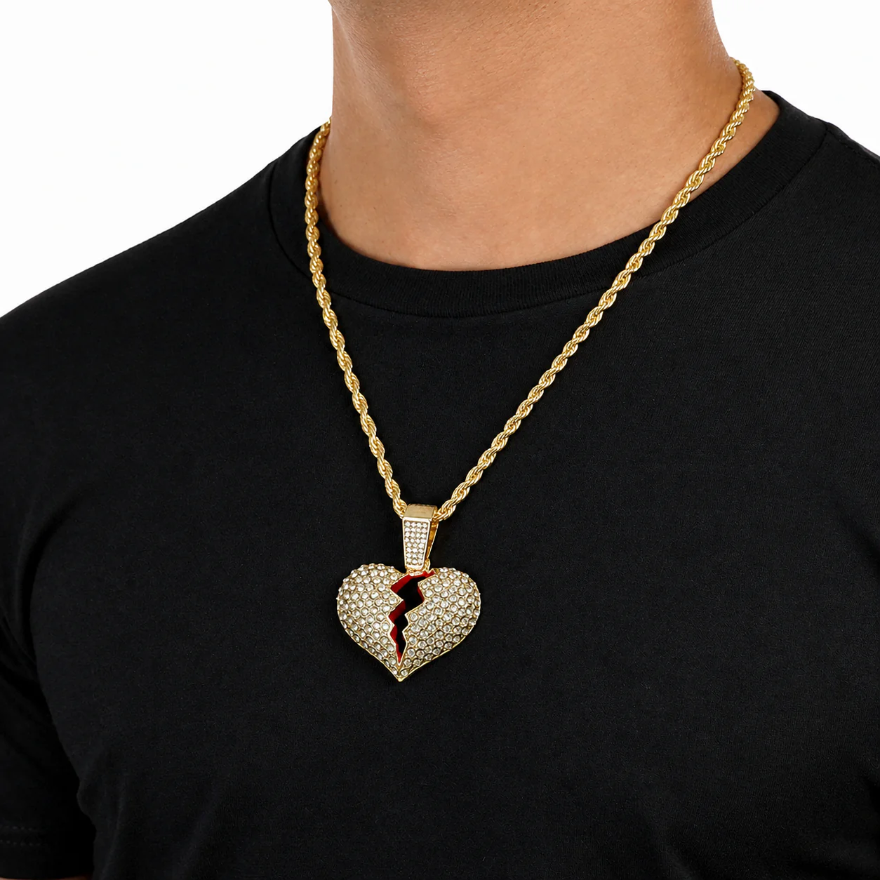 Golden BRKN Emoticon Pendant with Chain Necklace - Image 3