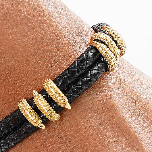 Golden Dragon Claws Leather Bracelet - Image 4