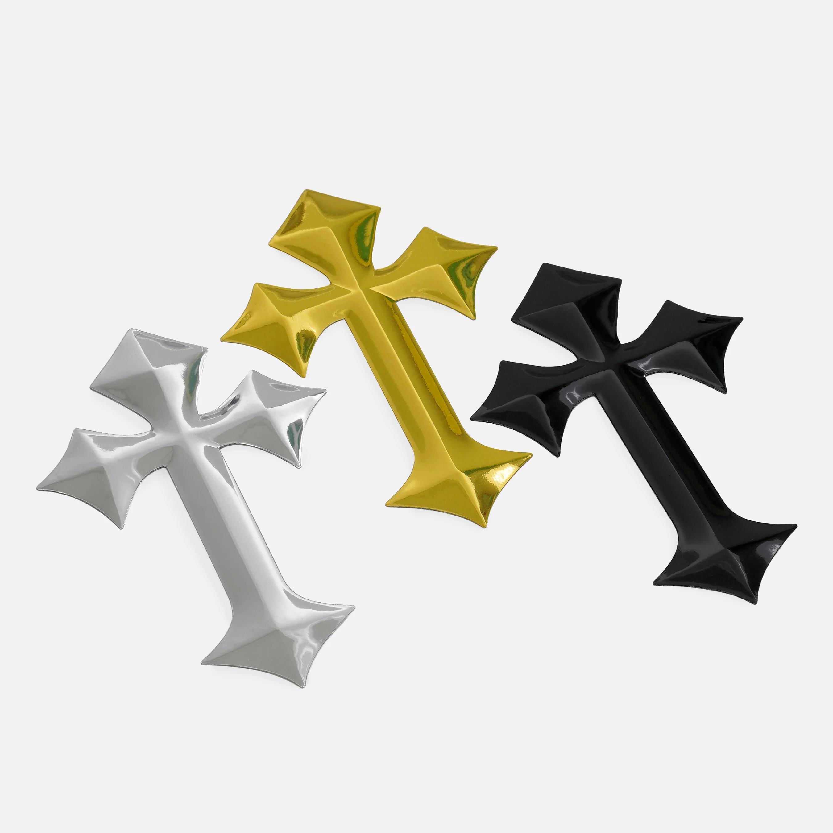 Gothic Cross 3D Chrome Decal (Pack of 3)