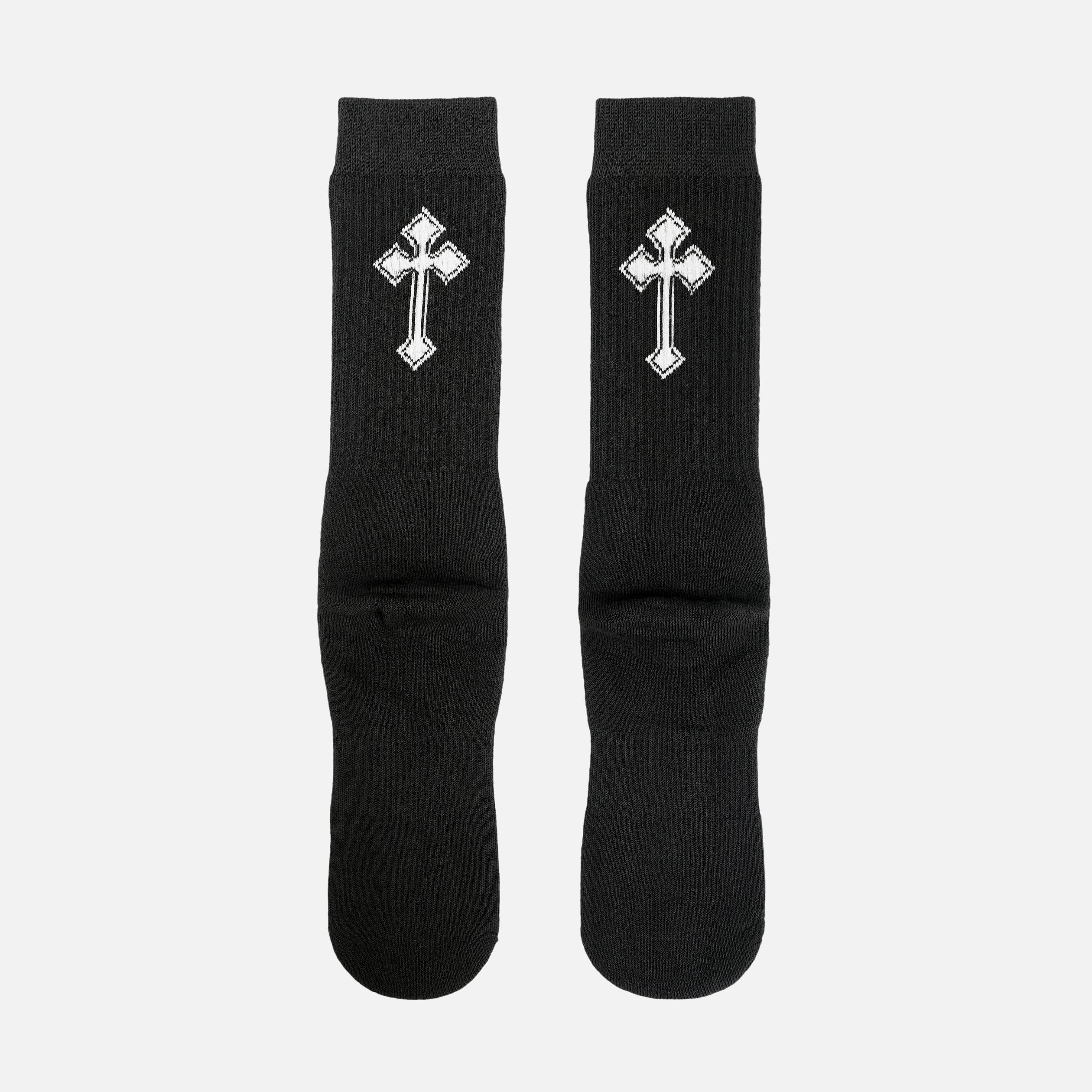 Gothic Cross Black Crew Socks - Image 4