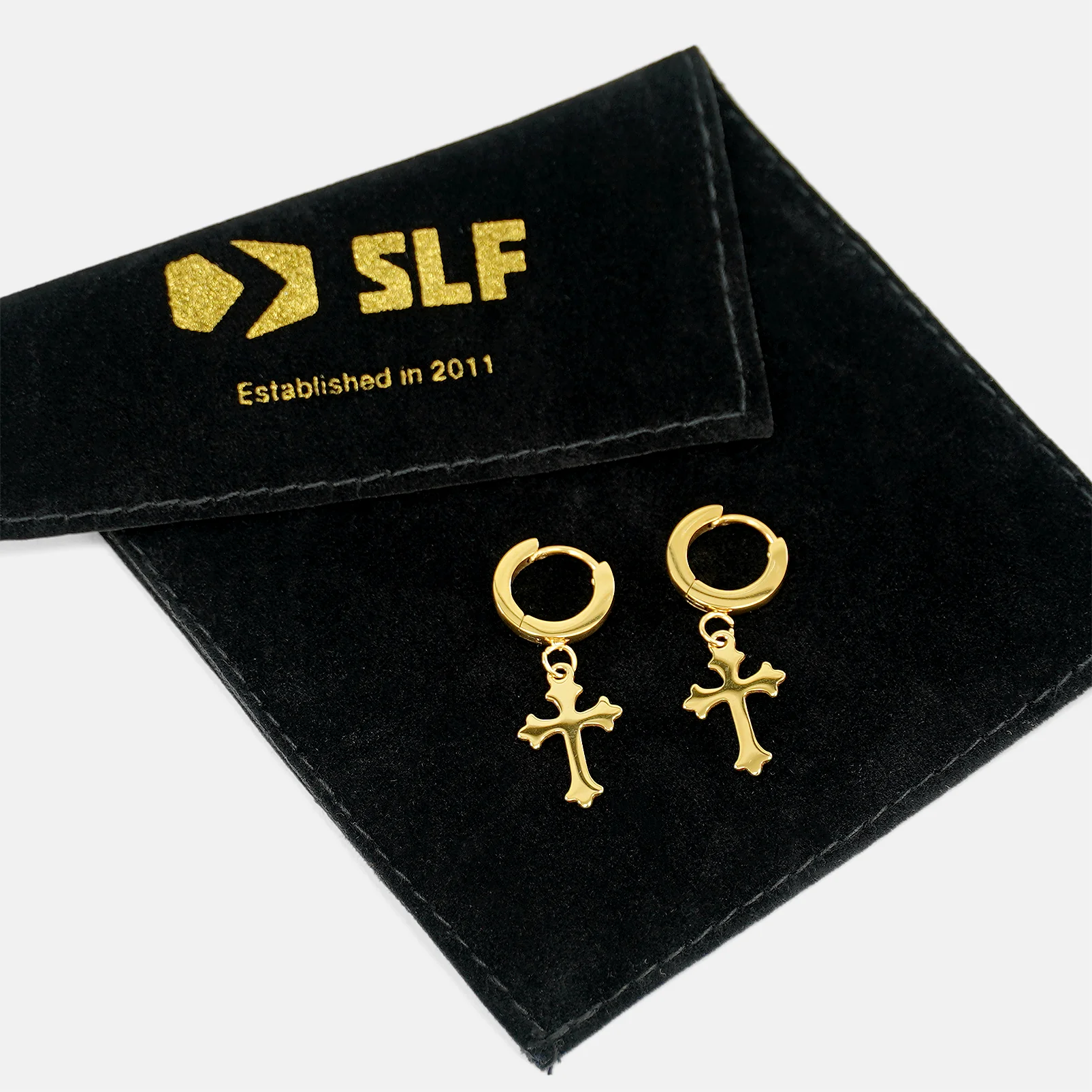 Gothic Cross Earrings - Gold Plated Stainless Steel - Image 3