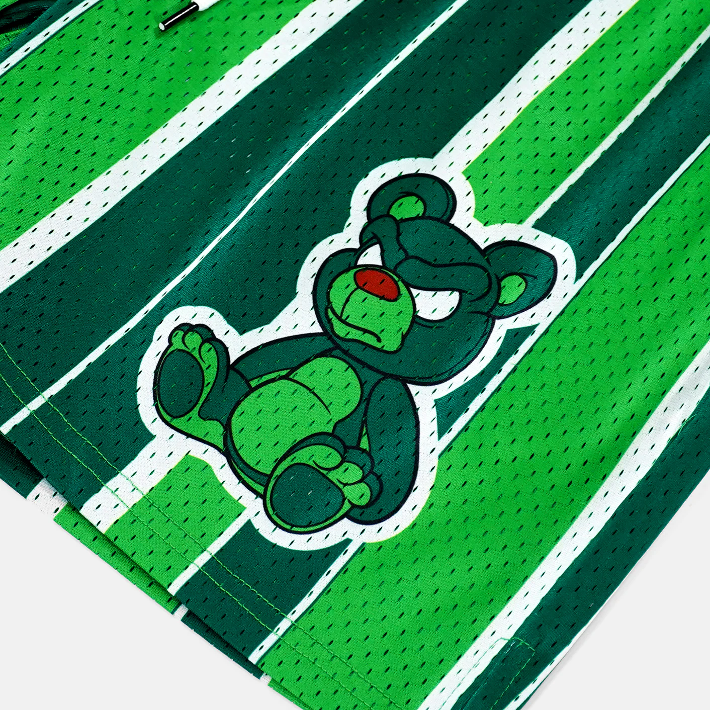 Green Stripes Teddy Shorts - 7" - Image 4