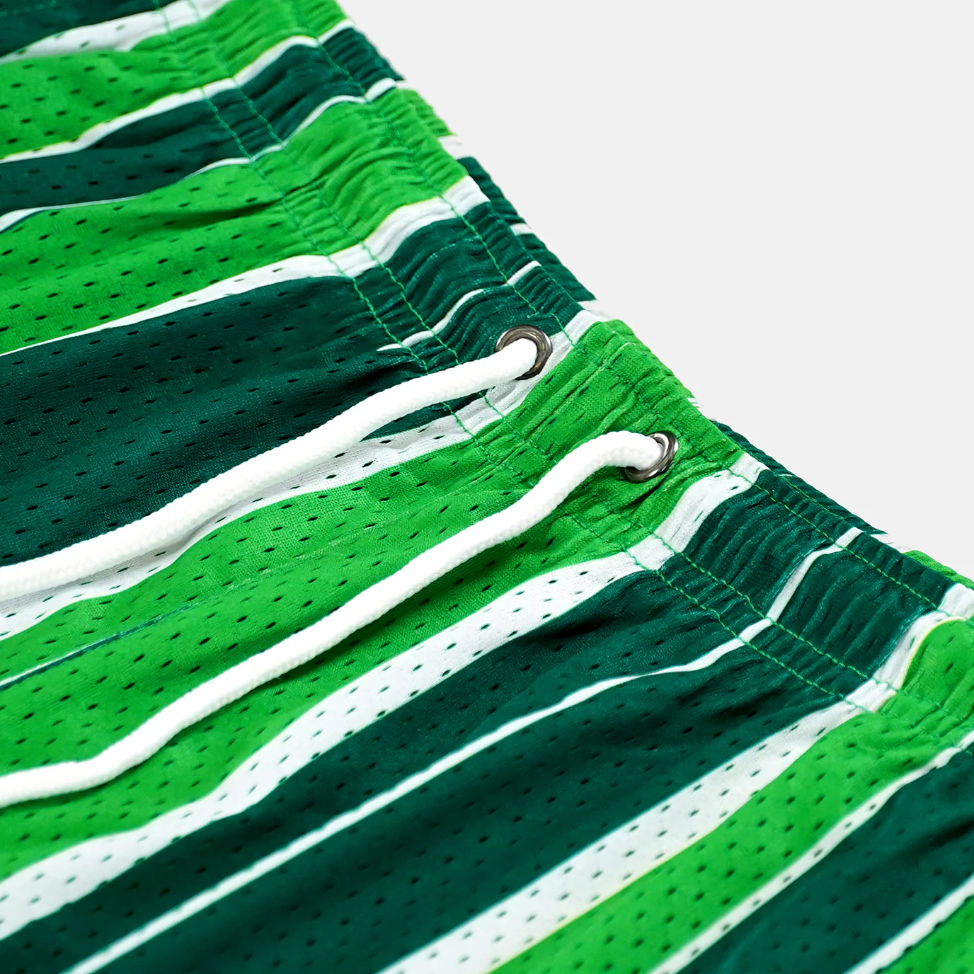 Green Stripes Teddy Shorts - 7" - Image 6