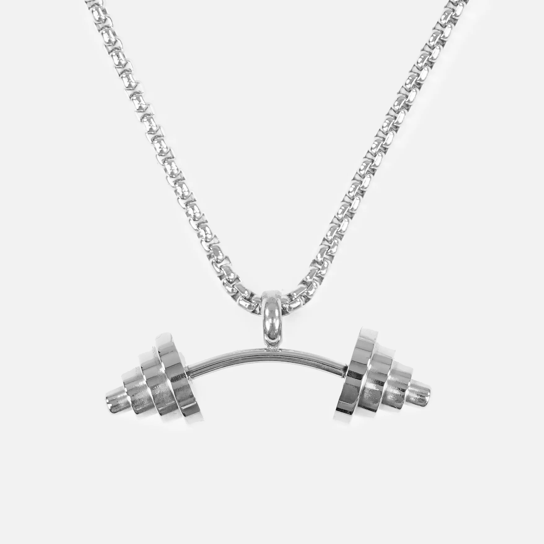 Gym Weights 1¾" Pendant with Chain Necklace - Stainless Steel - Image 2