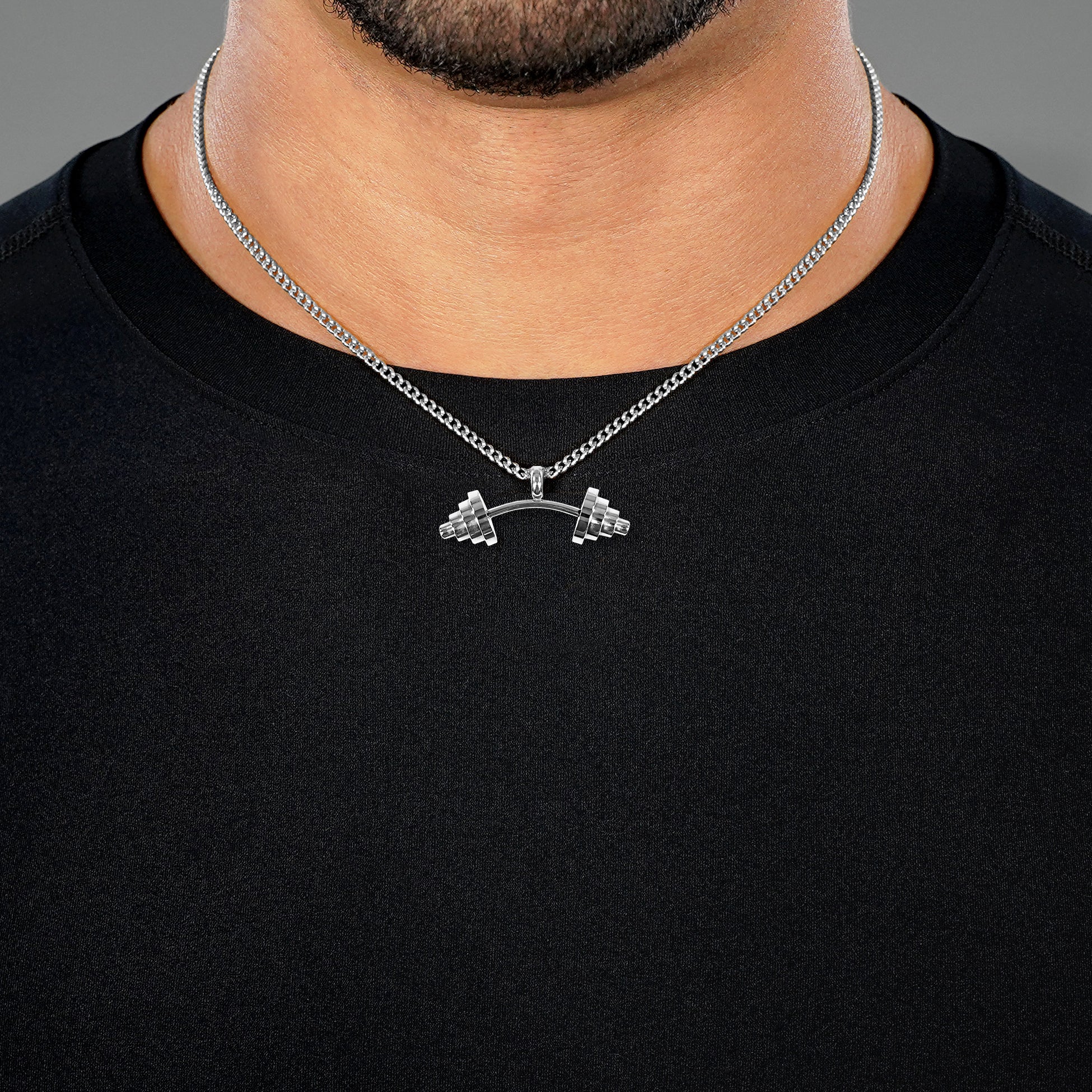 Gym Weights 1¾" Pendant with Chain Necklace - Stainless Steel - Image 3
