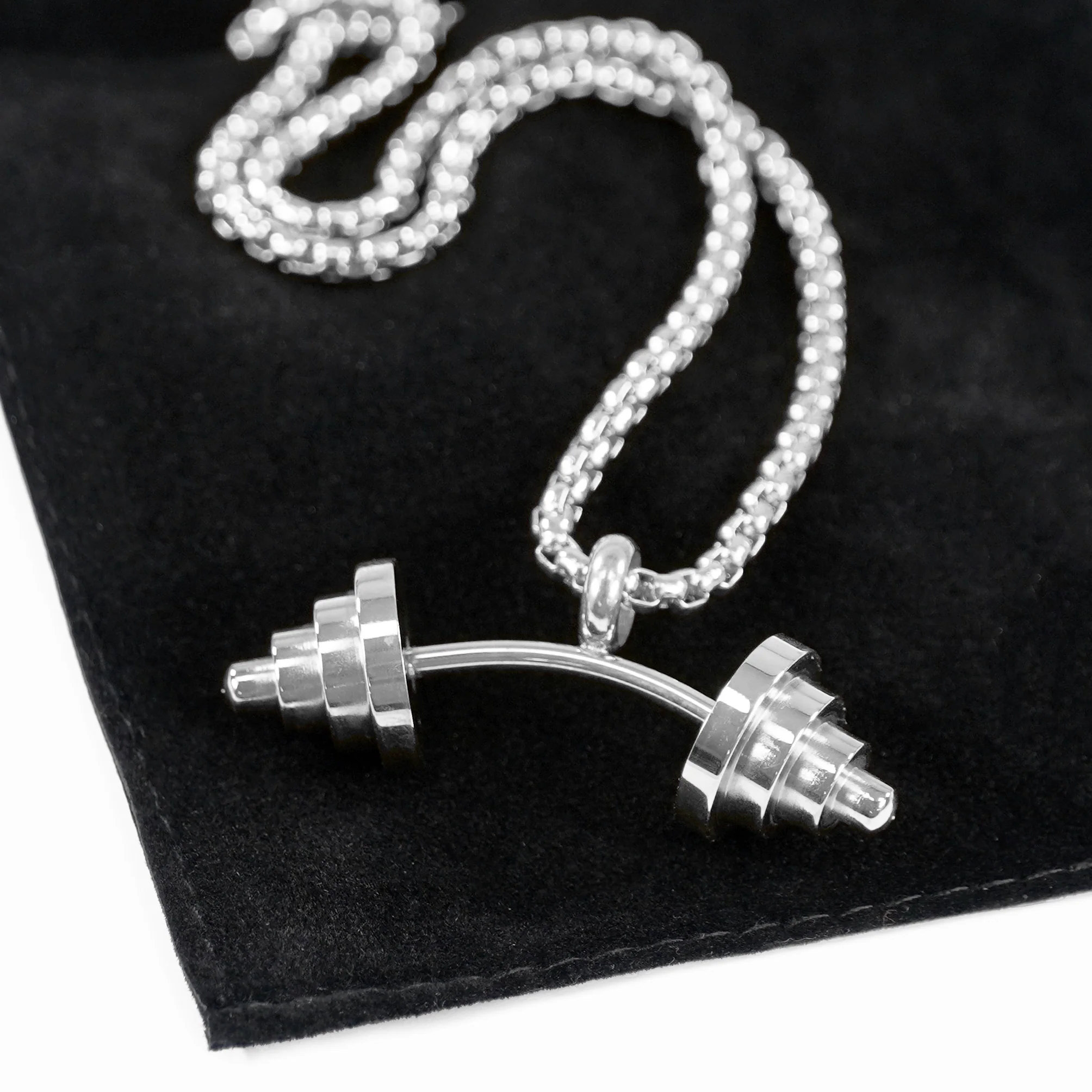 Gym Weights 1¾" Pendant with Chain Necklace - Stainless Steel - Image 5