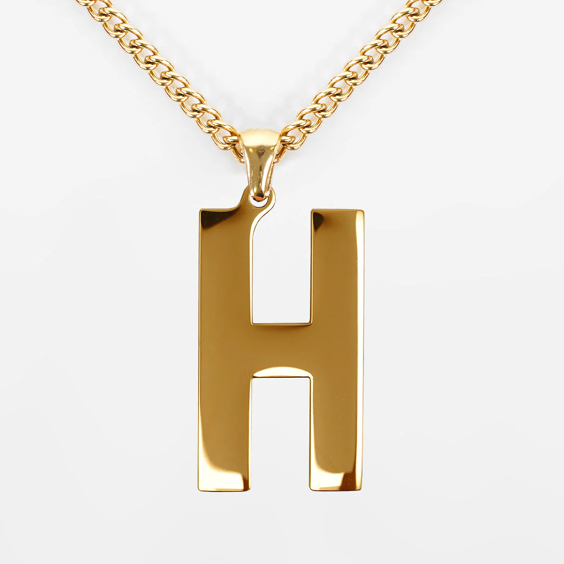 H Letter Pendant with Chain Kids Necklace - Gold Plated Stainless Steel