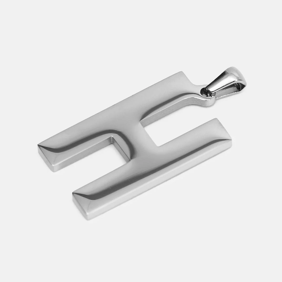H Letter Pendant with Chain Kids Necklace - Stainless Steel - Image 3